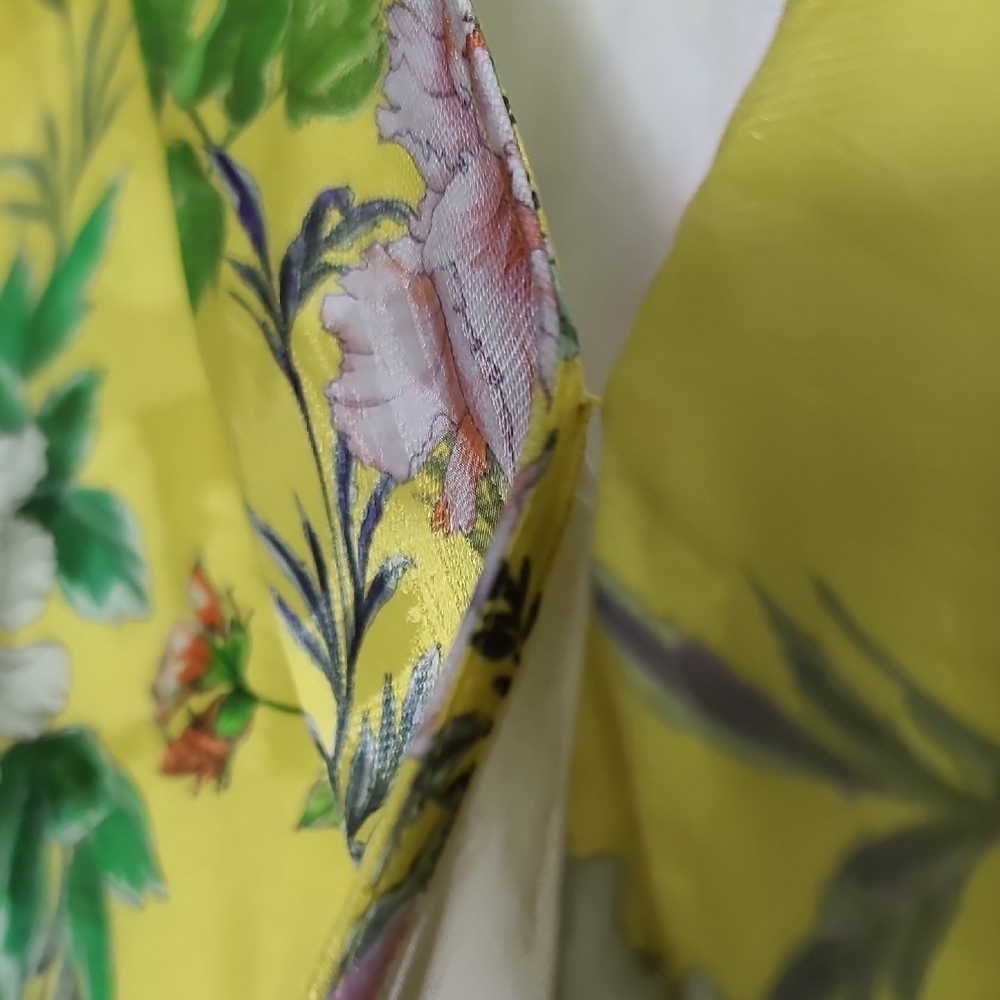 ANTHROPOLOGIE Marika Blouse Floral Yellow Wrap Top In Green Motif Size US 0 - Picture 10 of 16